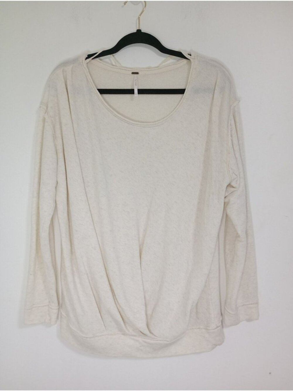 Free People Top Draped Knit Long Sleeve Cream Size M Womens